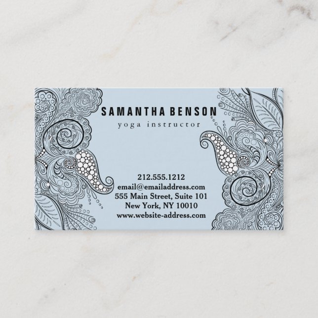 Elegant Black & white Mandala Art Logo Yoga Business Card (Front)