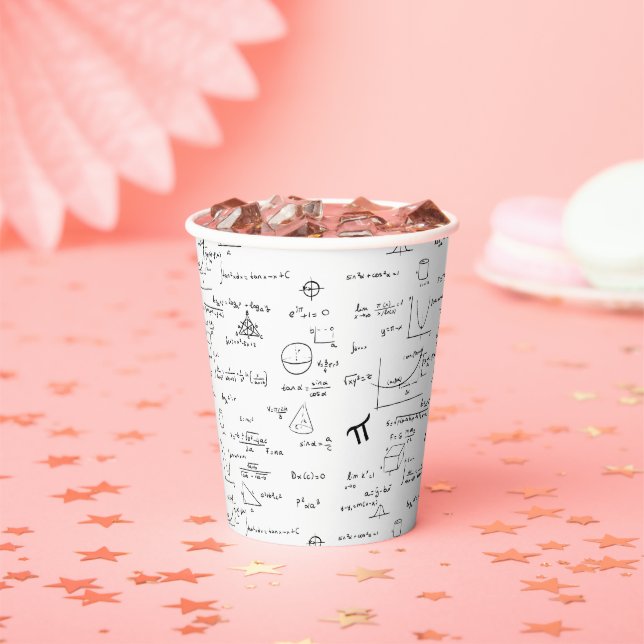 Elegant Black White Mathematics Paper Cups (Insitu)