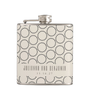 Elegant Black White Mid-Century Mod Custom Wedding Hip Flask