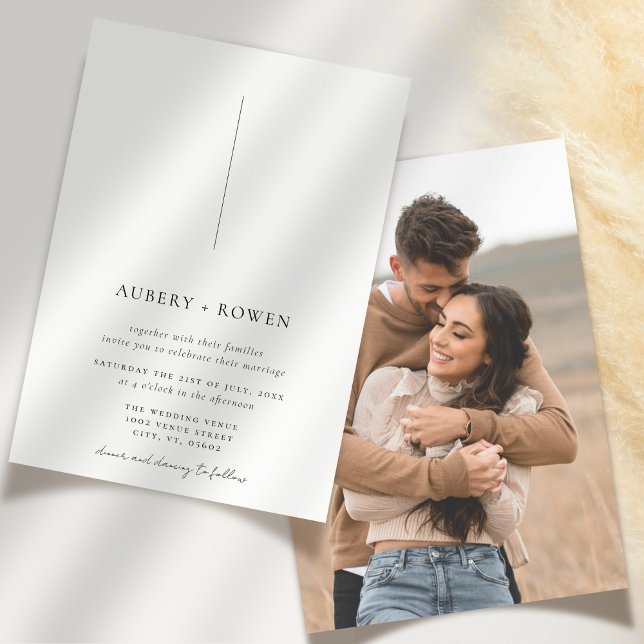 Elegant Black & White Minimal Simple Photo Wedding Invitation (Creator Uploaded)