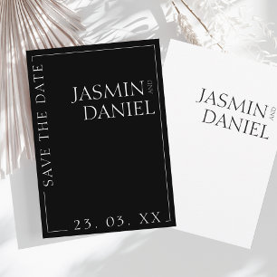 Elegant Black White Minimal Typography Wedding Save The Date