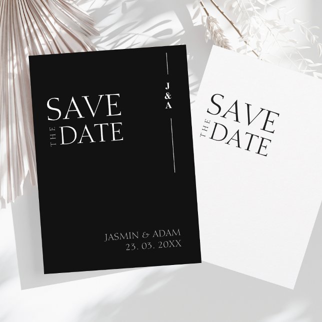 Elegant Black White Minimalist Monogram Wedding Save The Date (Creator Uploaded)