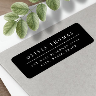 Elegant black white minimalist return address labe label