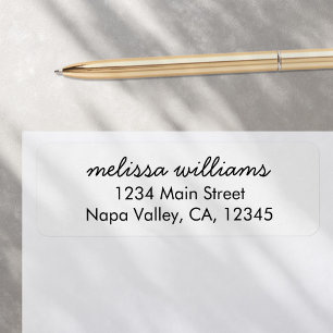 Elegant Black White Minimalist Return Address Label