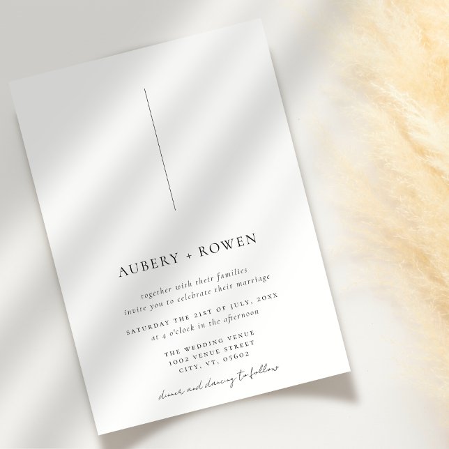 Elegant Black & White Minimalist Simple Wedding Invitation (Creator Uploaded)