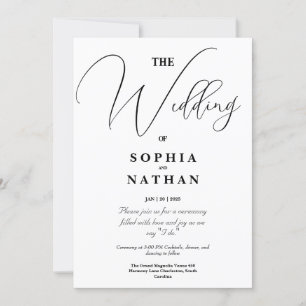 Elegant Black & White Minimalist Wedding  Invitation