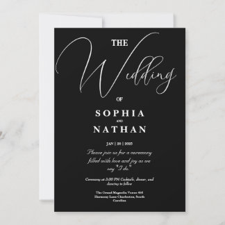Elegant Black & White Minimalist Wedding Invitation