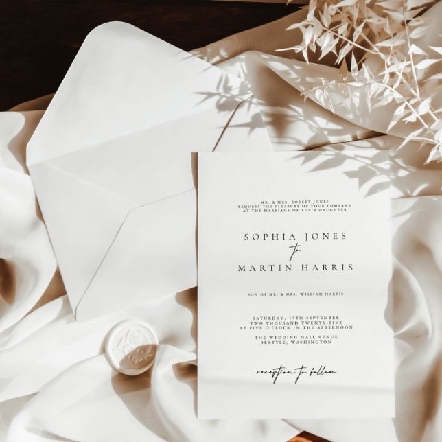 Elegant Black & White Minimalist Wedding Invitation (Creator Uploaded)