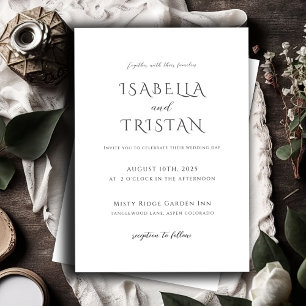 Elegant Black & White Minimalist Wedding  Invitation