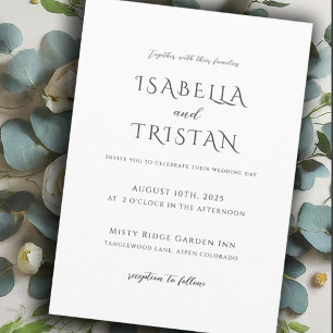 Elegant Black & White Minimalist Wedding  Invitation
