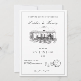 Elegant Black & White Minimalist Wedding   Invitation