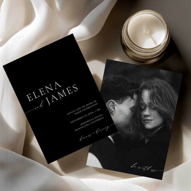 Elegant Black & White Minimalist Wedding Photo Invitation (Elegant Black & White Minimalist Wedding Photo)