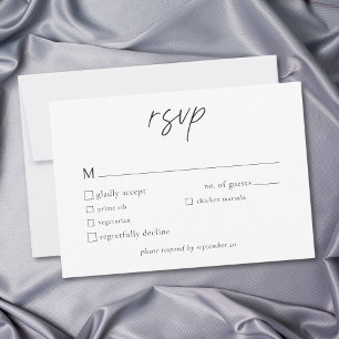 Elegant Black White Minimalist Wedding RSVP Card