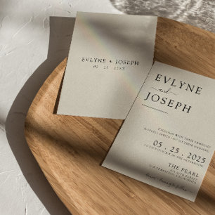 Elegant Black & White Modern Boho Chic Wedding Invitation