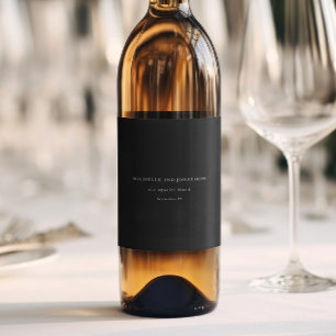 Elegant Black & White Modern Calligraphy Wedding Wine Label