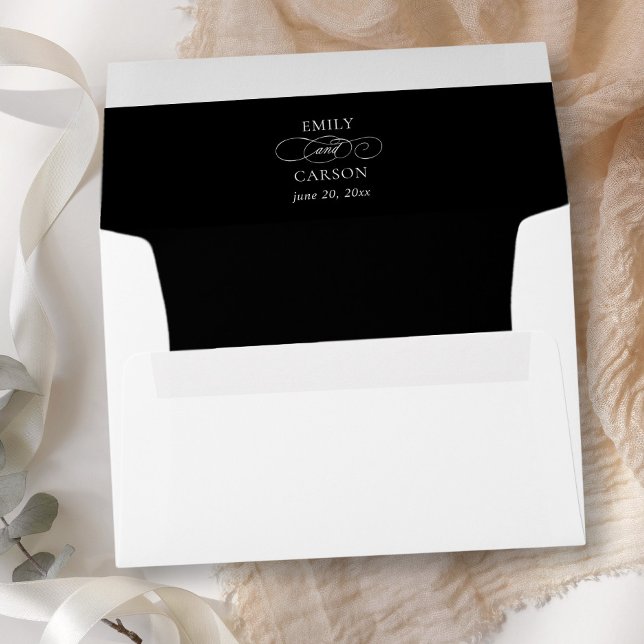 Elegant Black & White Modern Minimalist Wedding Envelope (Elegant Black & White Modern Minimalist Wedding Envelope)