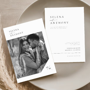 Elegant Black & White Modern Photo Wedding Invitation