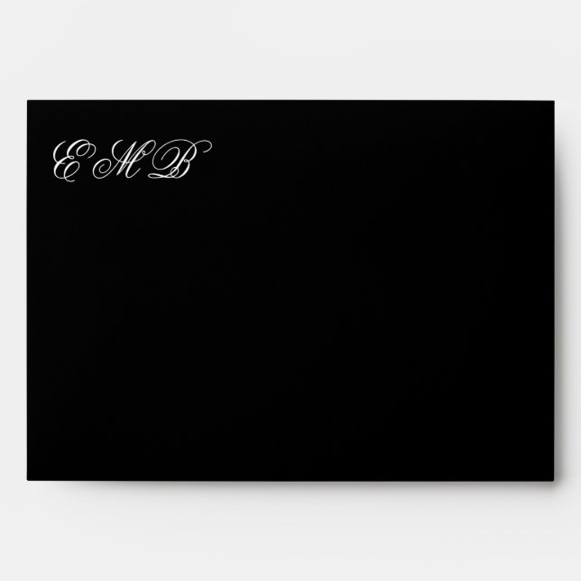Elegant Black White Monogram Photo Envelope (Front)