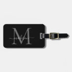 Elegant Black White Monogram Script Name Stylish
