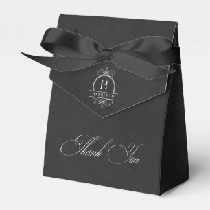 Elegant Black & White Monogram Thank You Favour Bo Favour Box