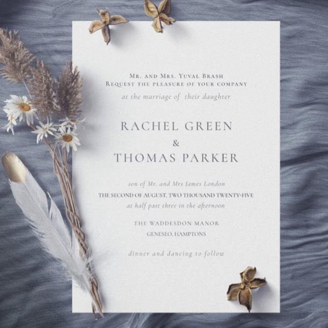 Elegant Black & White Monogram Wedding  Invitation (Elegant Black & White Formal Monogram Wedding Invitation)