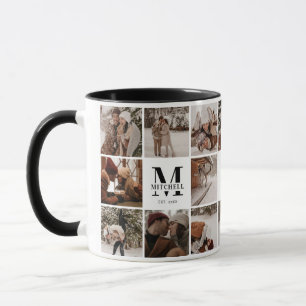 Elegant Black & White Multi Photo Collage Keepsake Mug