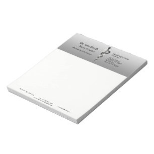 Elegant Black White Noble Classy Medical Asclepius Notepad