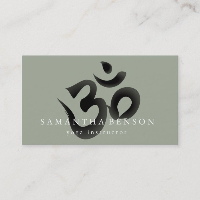 Elegant Black & white Om Logo Yoga Business Card (Front)