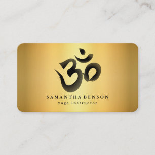 Elegant Black & white Om Logo Yoga Business Card