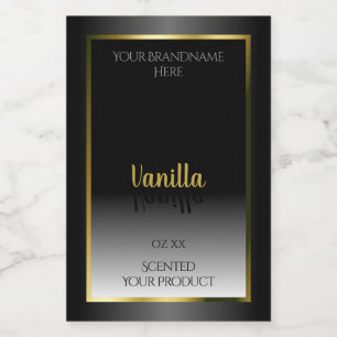Elegant Black White Ombre Product Label Gold Frame