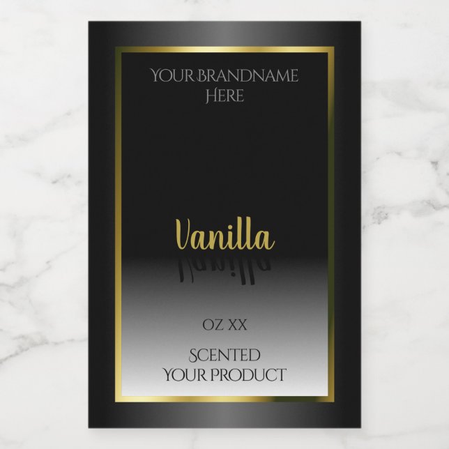 Elegant Black White Ombre Product Label Gold Frame (Single Label)