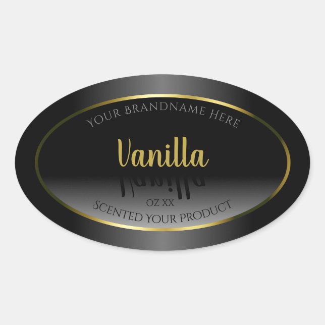 Elegant Black White Ombre Product Label Gold Frame (Front)