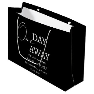 Elegant Black & White One Day Away Wedding Party Large Gift Bag