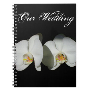 Elegant black white orchids romantic florals  notebook