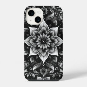 Elegant Black White Ornate Floral iPhone Case