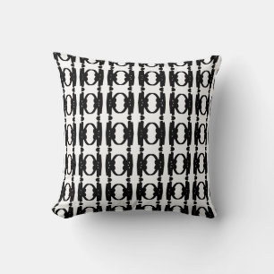 Elegant Black & White Oval Pattern Cushion