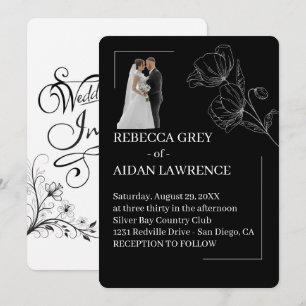 Elegant Black White Overlay Image Wedding 2026 Invitation