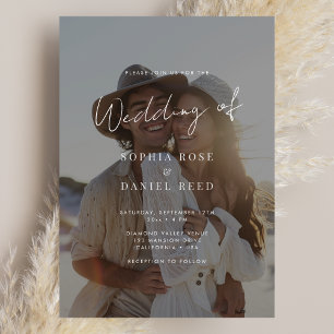 Elegant Black & White Overlay Photo Wedding Invitation