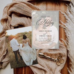 Elegant Black & White Overlay Photo Wedding  Invitation