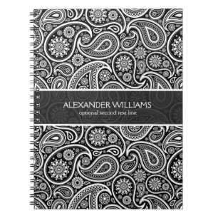 Elegant Black & White Paisley Notebook