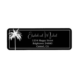  Elegant Black White Palm Tree Return Address Label