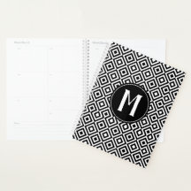 Elegant Black & White Patterned Monogrammed Modern