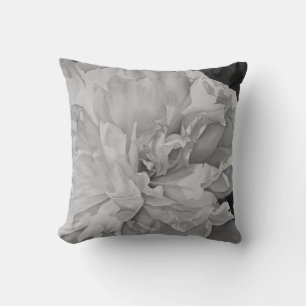 Elegant black white peony floral watercolor  cushion
