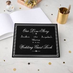 Elegant Black & White Personalised Chic Wedding Guest Book