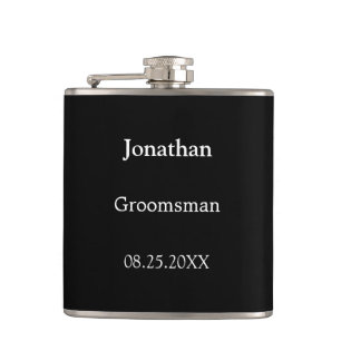 Elegant Black White Personalised Groomsman Flask
