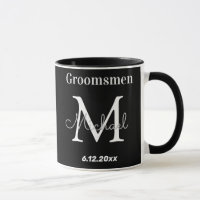elegant black white personalised groomsmen