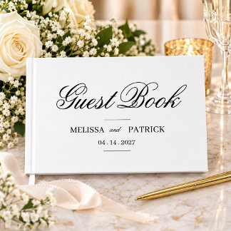 Elegant Black & White Personalised Wedding Guest Book
