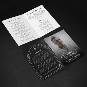 Elegant Black & White Photo Funeral Program