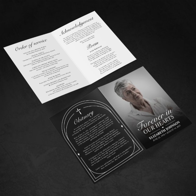 Elegant Black & White Photo Funeral Program (Creator Uploaded)