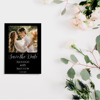 Elegant Black & White Photo Save The Date